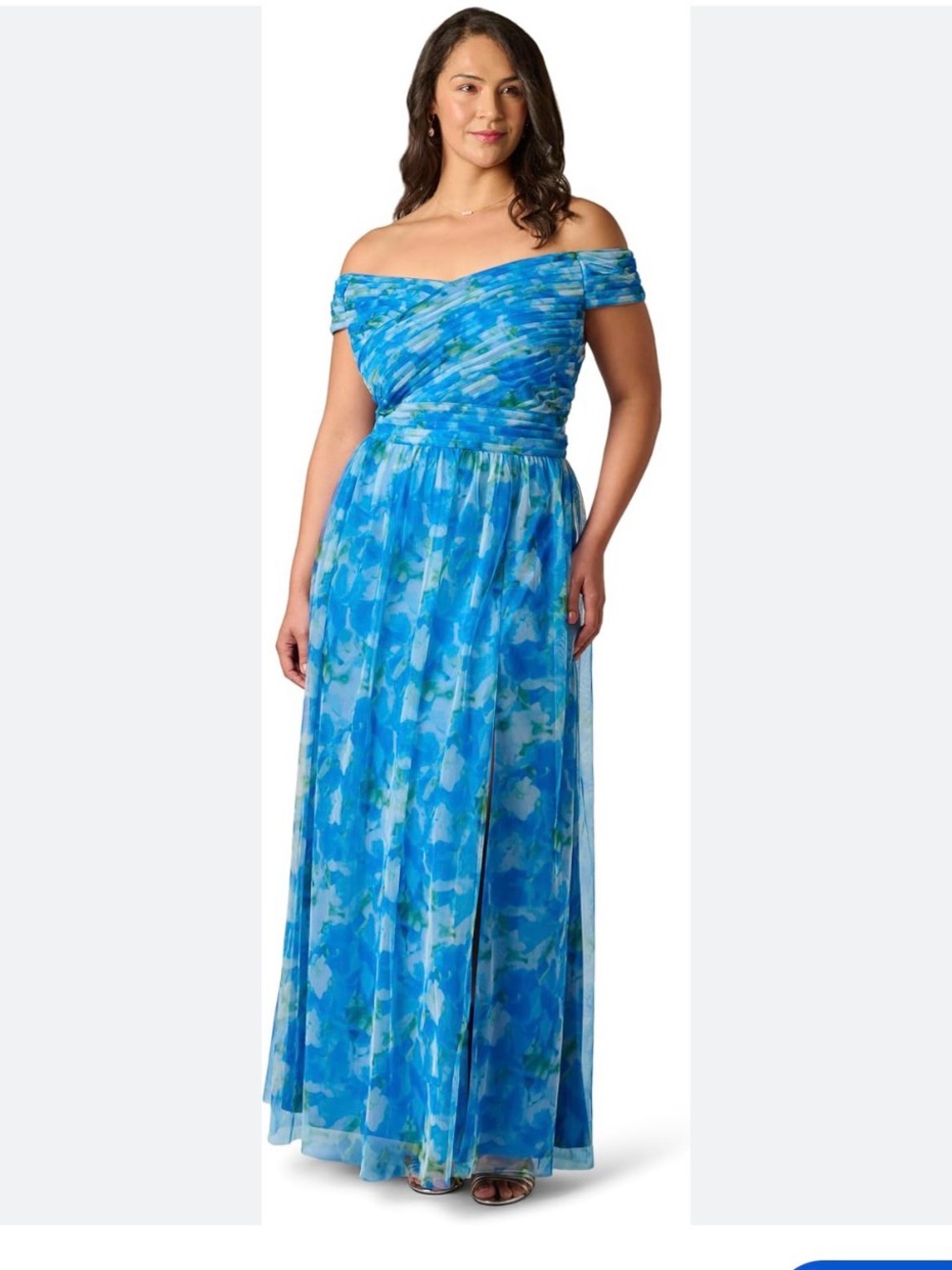 Adrianna Papell Blue and Green Floral Maxi Dress NWT originally $329 now $66